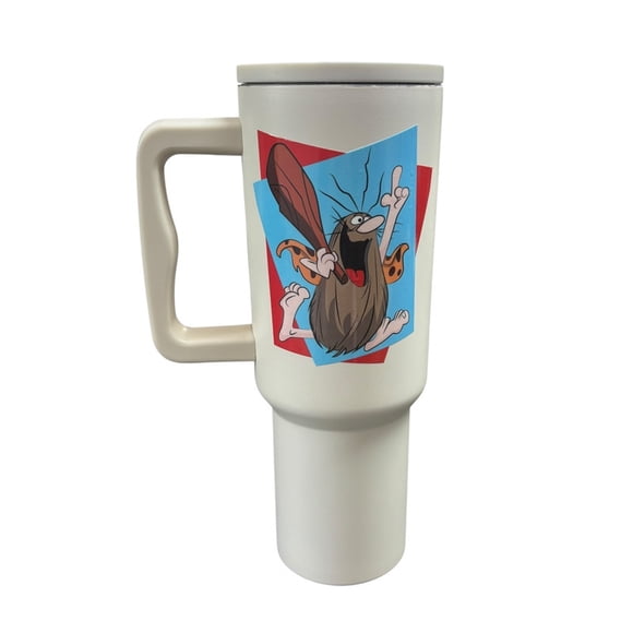 Termo de acero inoxidable color blanco mate, Captain Caveman, de 1.2 litros