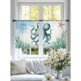 thumbnail image 4 of Ocean Blue Sheer Curtains for Living Room Bedroom, Octopus Starfish Compass Seagrass Coral Coastal Light Filtering Sheer Curtains, Rod Pocket Voile Window Drapes, 2 Panels Set 54"x 45", 4 of 7