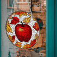 Acrylic Round Hanging Ornament 8 Inch Apple Stained Glass Style Autumn ...