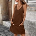 thumbnail image 4 of IUYRTFE Women's Sleeveless V-Neck Mini Dress with Pockets Adjustable Straps Casual Loose Fit Summer Tank Dress, 4 of 9