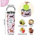thumbnail image 3 of 30oz Horse Tumbler with Handle Flip Straw Pink Floral Horse Tumbler Leak Proof Insulated Coffee Mug with Handle Horse Gifts for Girls Women Horse Lover, 3 of 6