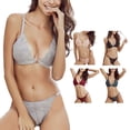 thumbnail image 4 of Conjunto De Bragas De Cintura Baja con Sujetador De Encaje Triangular para Mujer Conjunto De Lencería Bralette Elegante De Moda para Viajes En Casa Gris L, 4 of 6