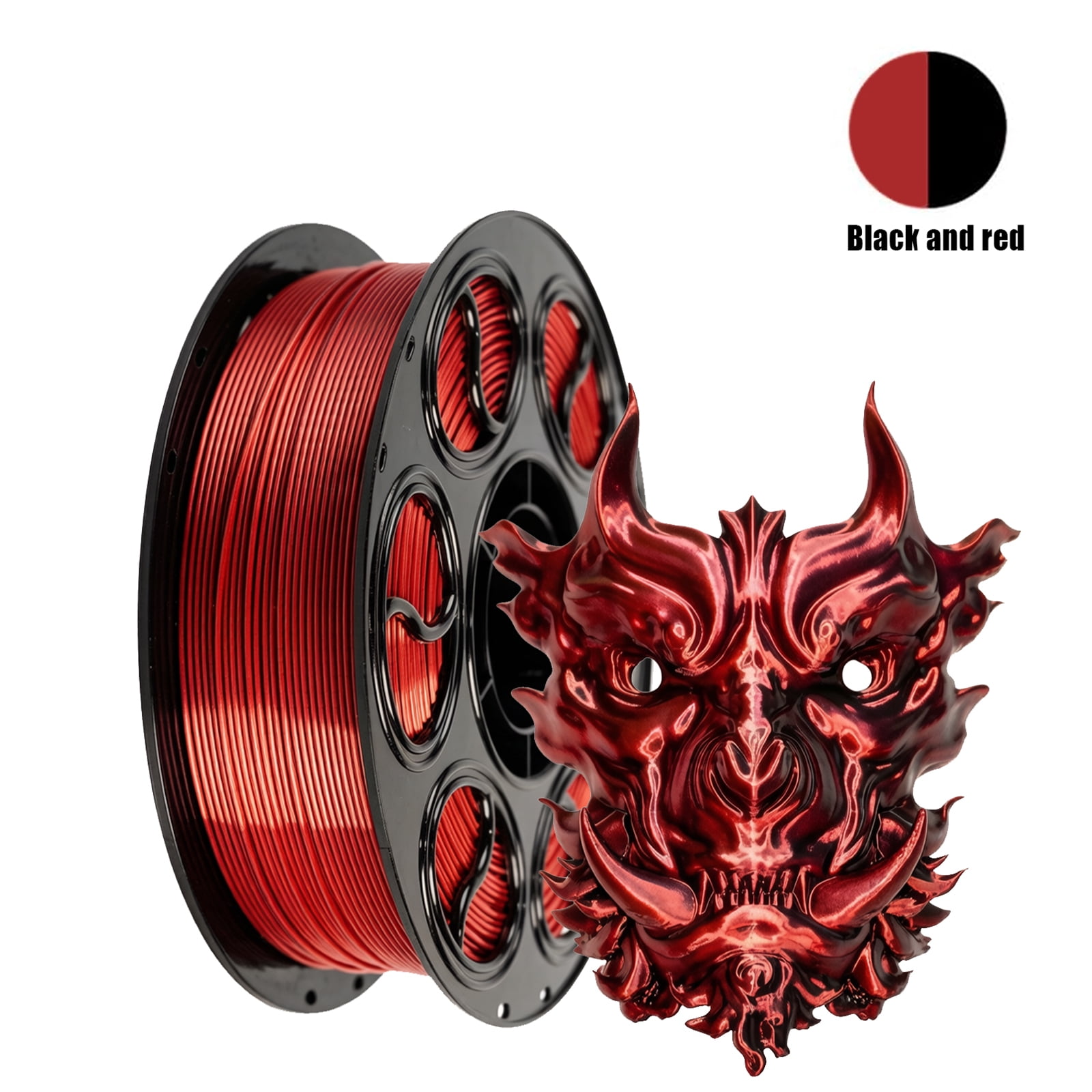 BIOMYL PLA 3D Printer Filament, PLA Filament 1.75mm Dual Black/Red Color Filament Silk PLA, 1kg Spool, Accuracy +/- 0.03mm