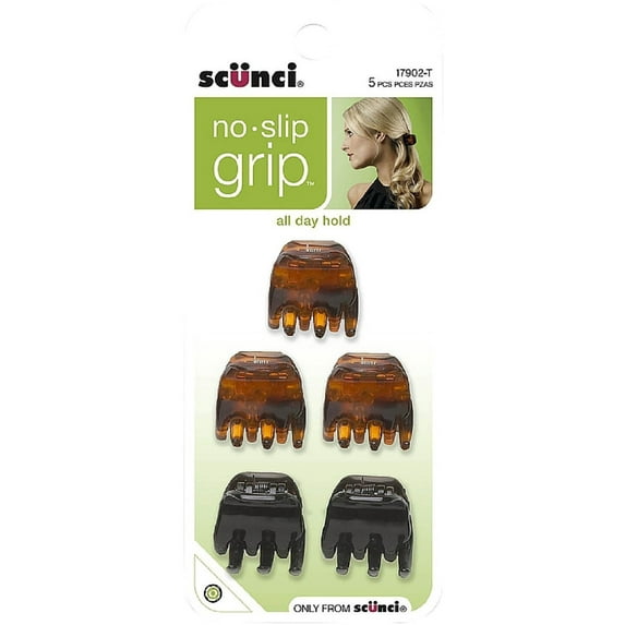 Scunci No-Slip Grip Mini Jaw Clips 5 ea (Pack of 3)