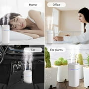 600ml Mini Humidifier for Bedroom, Desk - Portable Double Jet Humidifier for Indoor Office, Car - White