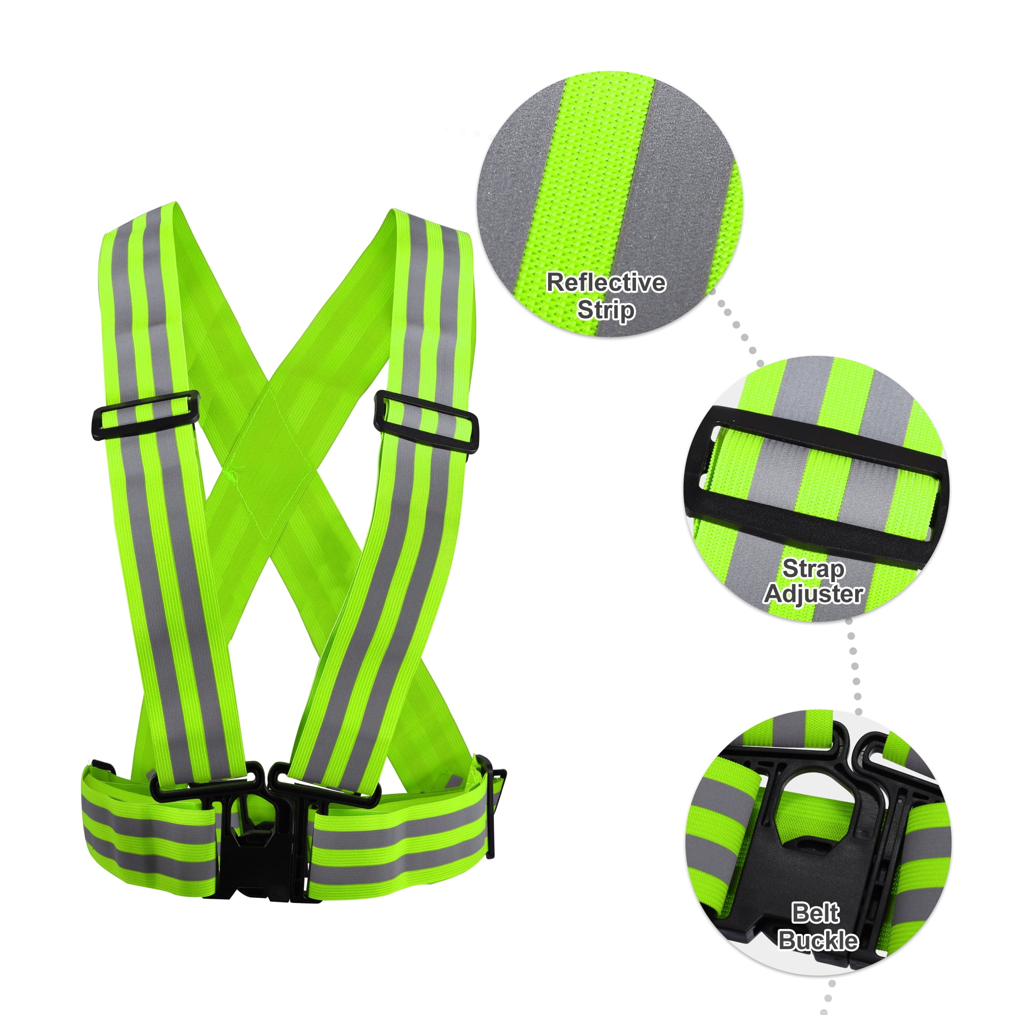 Unique Bargains High Visibility Safety Walking Cycling Reflective Vest Green