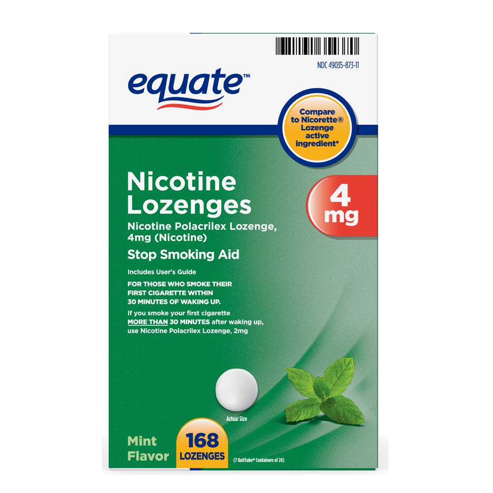Equate Nicotine Lozenge 4 mg, Mint Flavor,168 count