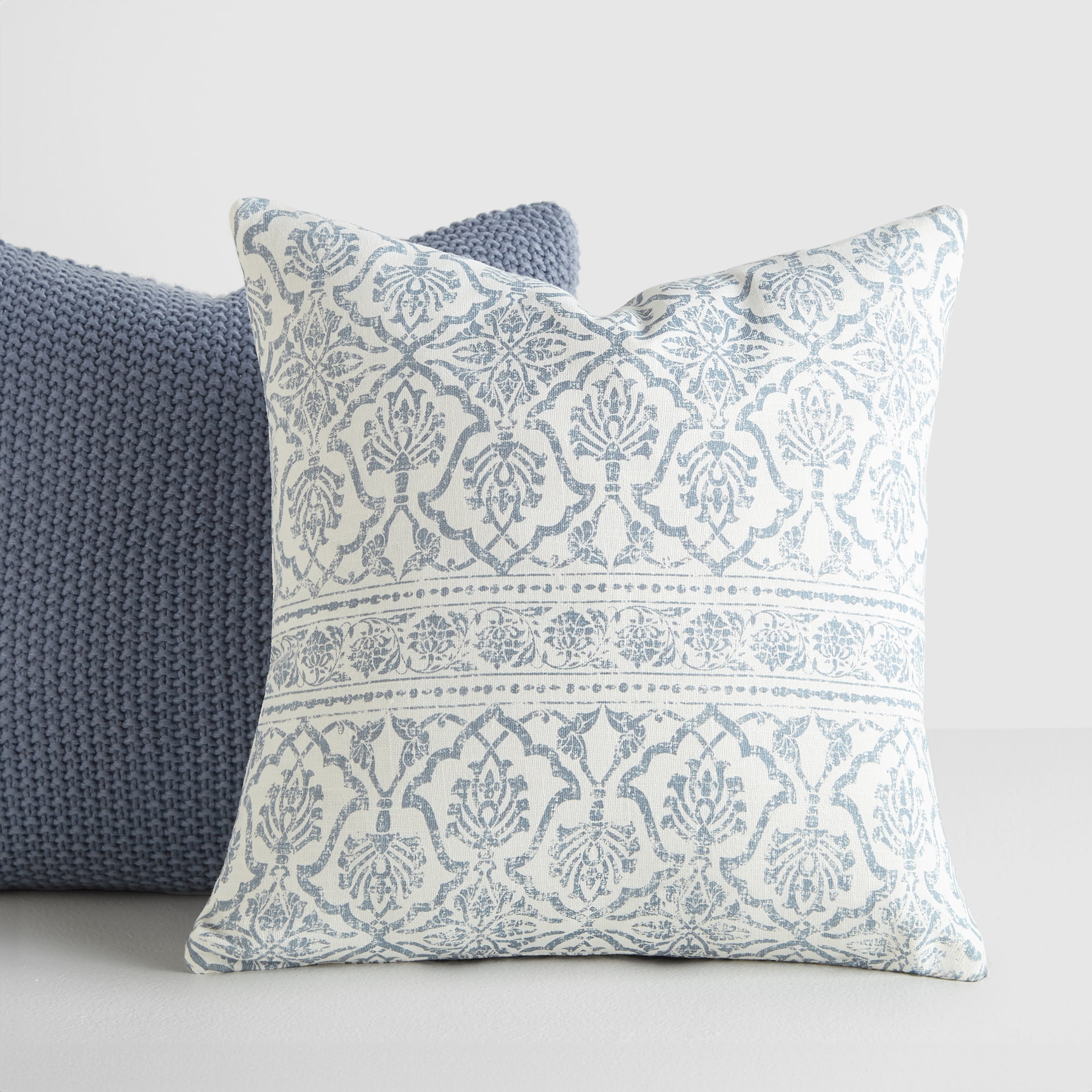Noble Linens 2-Pack Seed Stitch Knit and Cotton Patterned Decor Throw Pillows - Stone