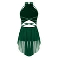thumbnail image 2 of Jowowha Girl's Lyrical Dance Costume Irregular High-Low Skirt Sequins Halter Neck Figure Skating Green 6, 2 of 5