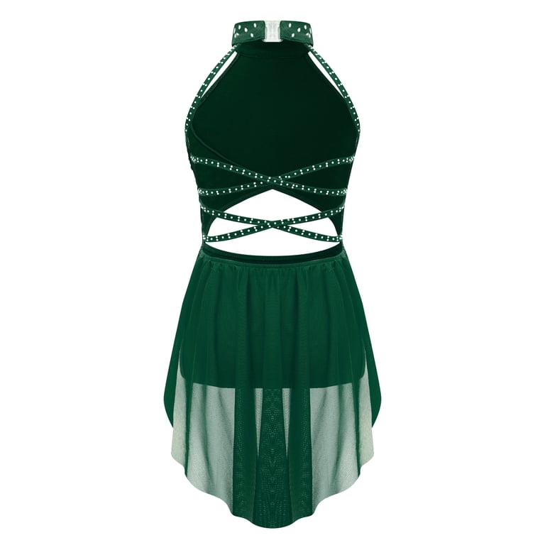 green dance costume dress MSemis Kids Girls Lyrical Halter Modern Contemporary Dance 10 Sweater Dress