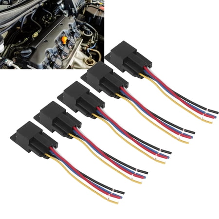 5Pcs 5 Pin Automotive Relay And Harness Automotive Electrical Relays