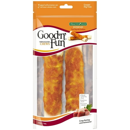 UPC: 0091093822433 | Good  n  Fun 7  Rolls Triple Flavor Chews Snack for All Dogs  2 count  5.7 oz