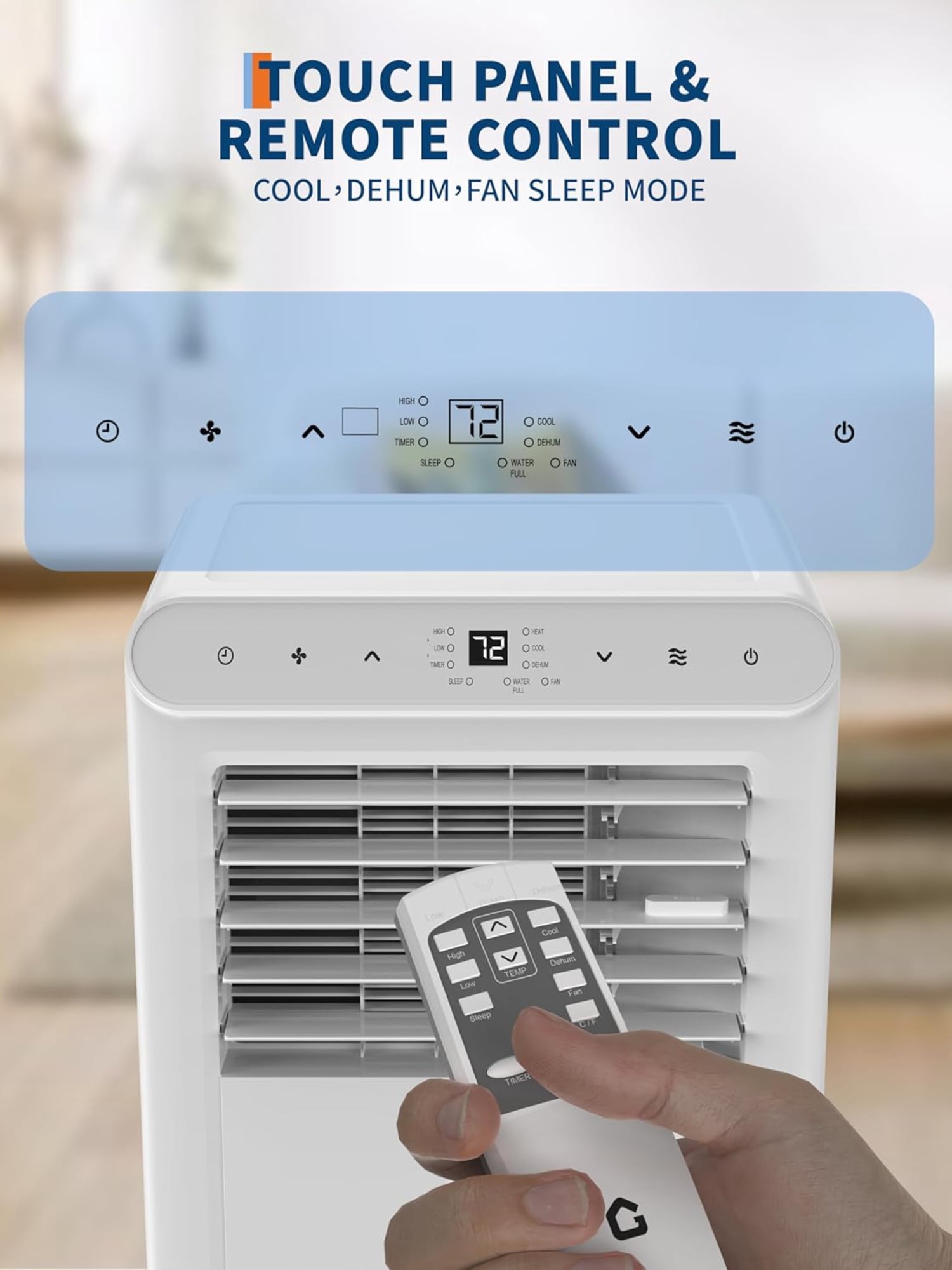 Garvee 8000 BTU Portable Air Conditioner with Remote Control, Indoor Standing AC Unit for Cool up to 350 Sq.ft, White