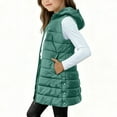 thumbnail image 4 of PINQI Teen Girls Long Hooded Puffer Vest Quilted Lightweight Oversized Zip up Sleeveless Jackets Youth Kids down Coats, 4 of 7