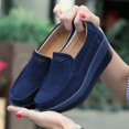 thumbnail image 2 of Women's Suede Leather Slip-on Shoes Wedge Moccasin Loafers Casual Walking Shoes Trainers Platform Sneaker, 2 of 5