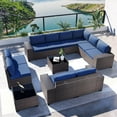 thumbnail image 1 of 2 Sets of 6-Piece PE Rattan Patio Furniture Set, Waterproof Wicker Sectional Sofa with Coffee Table & Cushions, Outdoor Conversation Set for Garden/Poolside,navy, 1 of 8