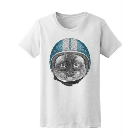 Siamese Cat With Helmet T-Shirt Women -Image by Shutterstock, Female x-Large