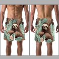 thumbnail image 3 of luoweisi Men's Beach Shorts Quick Dry Swim Trunks with Mesh Lining Sloth L, 3 of 5