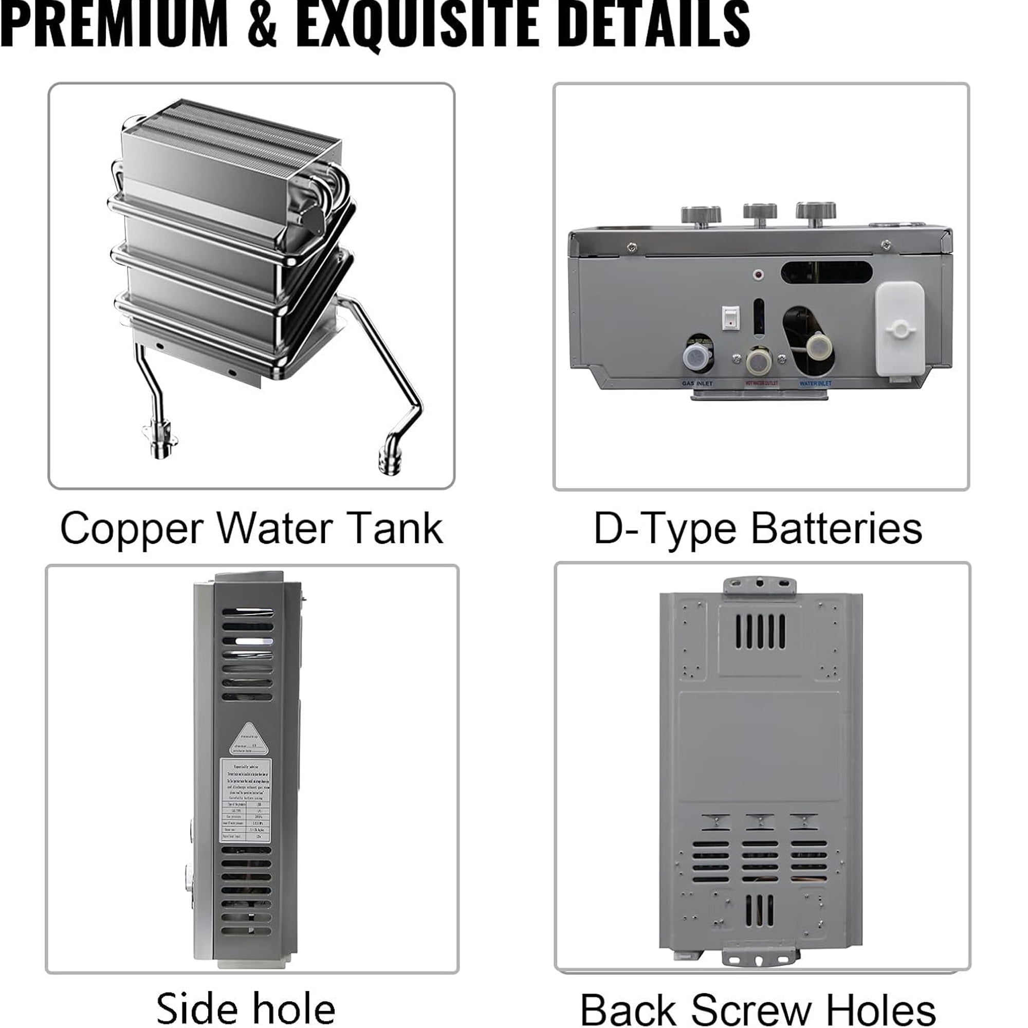 SIHAO Tankless Water Heater 4.3GPM 10L LPG Portable Gas Hot Water Heater Instant Propane Water Heater with Digital Display for Camping Trips Boat