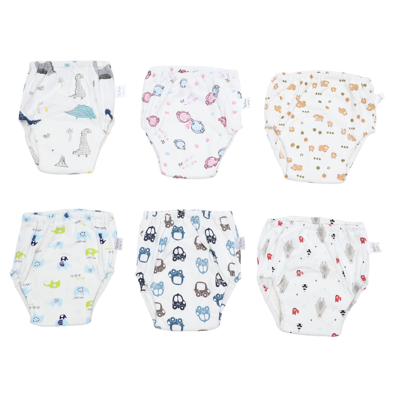 TEHAUX 6-Pack Reusable Newborn Cloth Diapers White Baby Nappies Soft Washable Baby Diaper Set