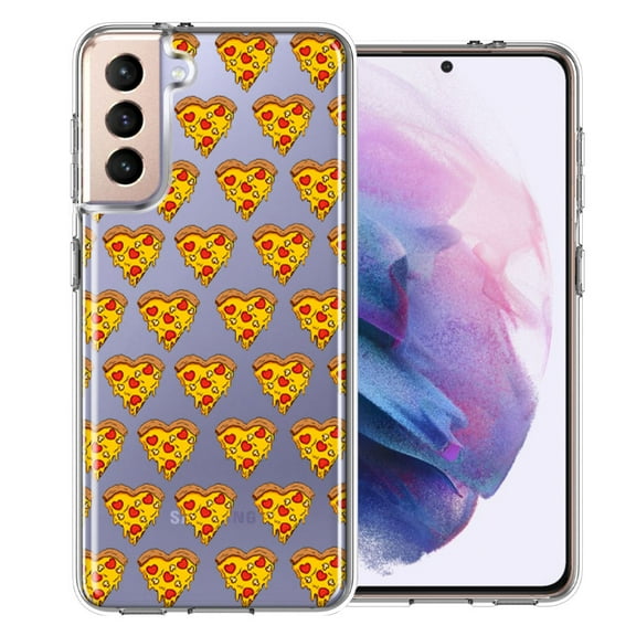 MUNDAZE For Samsung Galaxy S21 Pizza Hearts Polka dots Design Double Layer Phone Case Cover