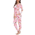 thumbnail image 2 of FKELYI Cute Rabbit Long Sleeve Pj Size 4XL Stretchy Easter Eggs Women Sleepwear 2 Piece Pink Durable Ladies Fall Winter Loungewear Set Skin Friendly, 2 of 4