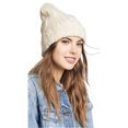 thumbnail image 1 of Free People Womens Cable Knit Beanie Hat, Off-White, One Size, 1 of 1