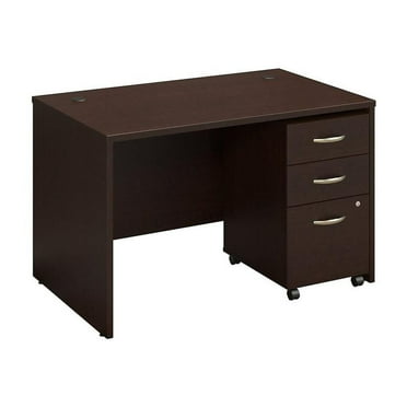 Bush Business Furniture Series C Elite 48"W Desk with 3-Drawer Mobile Pedestal in Mocha Cherry