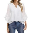 thumbnail image 2 of White Women Shirts, Women'S 3/4 Sleeve Tops Casual Business Work Blouses Chiffon Shirts,Women Shirts XXL, 2 of 4