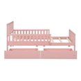 thumbnail image 6 of Harper & Bright Designs Twin Size Wood Platform Bed with Guardrails on Both Sides for Kids, Platform Bed with 2 Storage Drawers, Wood Platform Bed Frame with Headboard and Footboard, Pink, 6 of 10