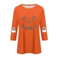 thumbnail image 5 of Halloween Womens Shirts 3/4 Sleeve Funny Pumpkins Print Crew Neck T-Shirts Halloween Costume Holiday Blouse, 5 of 6