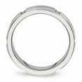 thumbnail image 2 of White Stainless Steel Ring Band Wedding Grooved Cubic Zirconia CZ, 2 of 6