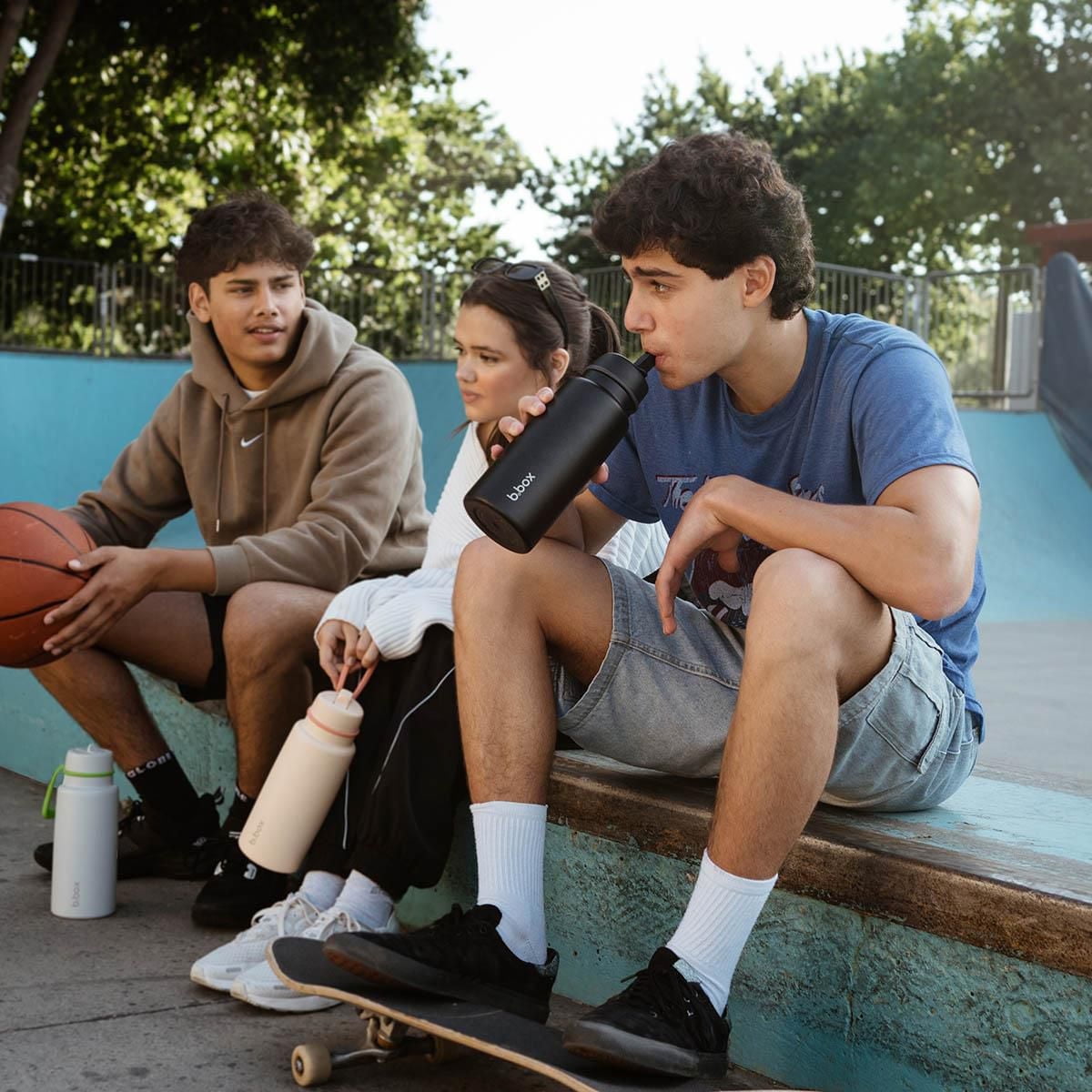 b.box - 34oz Insulated Flip Top Drink Tumbler with Straw Large and Durable Water Bottle for Teens & Adults Travel Water Bottle Triple Layer Insulation BPA Free 34oz