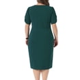 thumbnail image 4 of DARING DIVA Plus Size  Short Sleeve Sheath Solid Dress 1X Dark Green, 4 of 6
