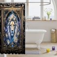 thumbnail image 3 of Manfei Woodland Lion Shower Curtain 72Wx72L, Vintage Boho Western Bathroom Curtain, Blue Brown, 3 of 5