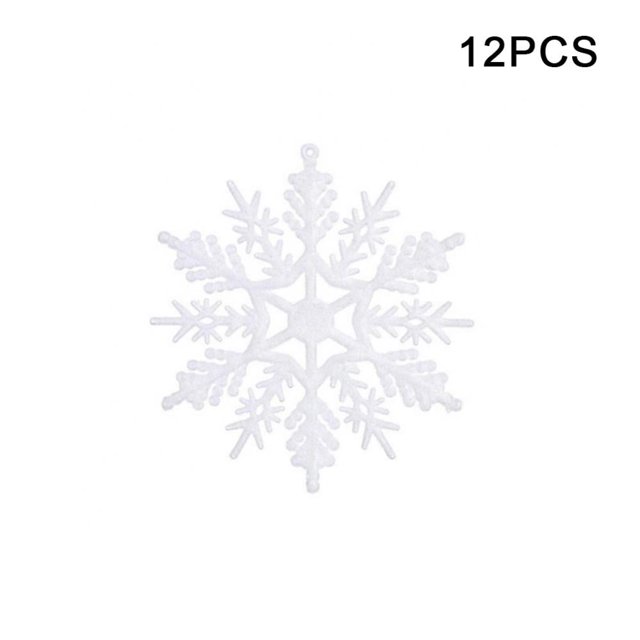 12 adornos navideños brillantes de copos de nieve para colgar en el árbol o ventana (blancos, 9,9 cm de diámetro)