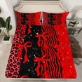 thumbnail image 2 of Feelyou Fashion Bowknot Kids Queen Sheet Sets, Red Zebra Leopard Print Flat Sheet, Dreamy Stars Galaxy Queen Fitted Sheet, Microfiber Bedroom Decor, 4pcs, 2 of 7