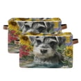 thumbnail image 2 of WOBOGO Schnauzer Puppy Square Storage Basket with Waterproof Canvas and PE Lining Durable PU Leather Handles 14.2×10.2×8.3in, 2 of 9