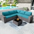 thumbnail image 5 of Kullavik 6 Pieces Patio Furniture Set Outdoor Sectional Ratten Wicker Sofa Set Patio Sofa Set Conversation Set with Thickened Cushion and Coffee Table,Blue, 5 of 8