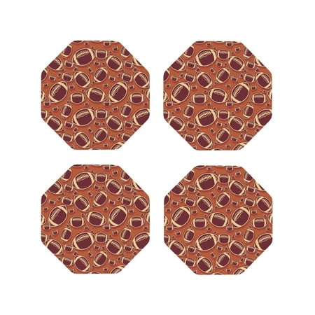 

Matuu American Football1 for Cup Coasters Set of 4 Leather Coasters Desk Coasters for Office Measures 4” x 4”-Octagon