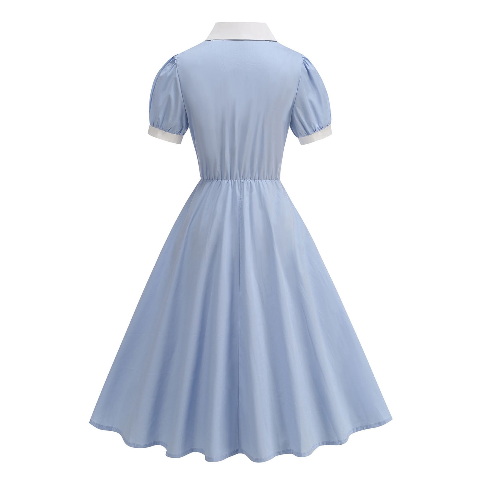 Levmjia Women's Dress Casual Turndown Collar Short Sleeve Solid Color Elegant A Line Wedding Guest Soft Polyester Fabric Leisure Vacation Party Wear