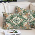 thumbnail image 3 of Green Orange Beige Boho Pillow Covers 20x26 Inch Standard Size, Retro Ethnic Tribal Abstract Art Decorative Pillowcase with Zipper, Microfiber Breathable Pillowcases for Sofa Bed Living Room, 3 of 9