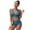 Blue, variant on Women's Scoop Neck Crop Top High Cut Bikini Set Swimsuits, Blue Leopord