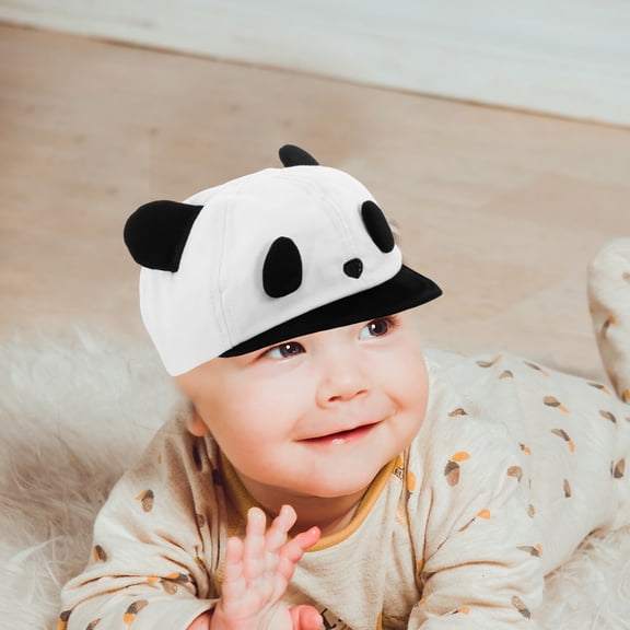 Hytrove Baseball Cap Cotton Panda Design White Sun Hat 1 Piece Comfortable Headwear