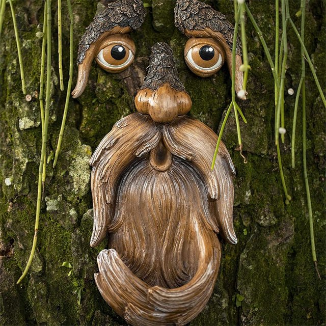 Face Tree Bark Ghost Face Facial Decoration Easter Outdoor Yard Garden Decoration Resin Bird Feeder Jardin Whimsical Tree Decor1United Kingdom He Qiyong unisex