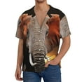 thumbnail image 3 of Xecao offers the Elephant Sunset in Kenya for Men's Casual Short-sleeved Shirt, a button-up collared shirt with a pocket, perfect for beach vacations and yacht travel in the 3X-Large size., 3 of 7