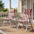 thumbnail image 2 of Aoodor High Back Patio Chair Cushions Set of 2, 47 x 21 x 2.4 Inch Outdoor Seat Cushions with Headrest for Dining Chairs, Rocking Chairs, Adirondack Chairs, Red Stripe, 2 of 7