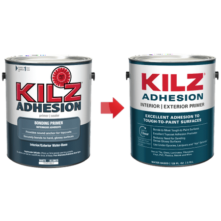 - KILZ Adhesion High-Bonding Interior/Exterior Latex Primer/Sealer, White - New Look, Same Trusted Formula