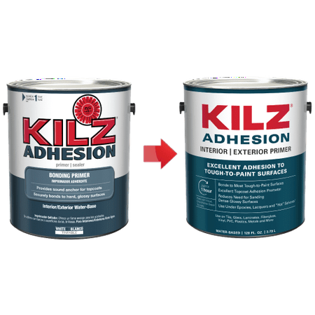 KILZ Adhesion High-Bonding Interior/Exterior Latex Primer/Sealer, White - New Look, Same Trusted (Best Primer Sealer For Wood)