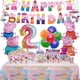 thumbnail image 2 of Globo de látex para decoración de fiesta de cumpleaños de Peppa Pig, suministros para eventos infantiles, pancarta, fondo, vajilla desechable, plato y vaso, 2 of 5